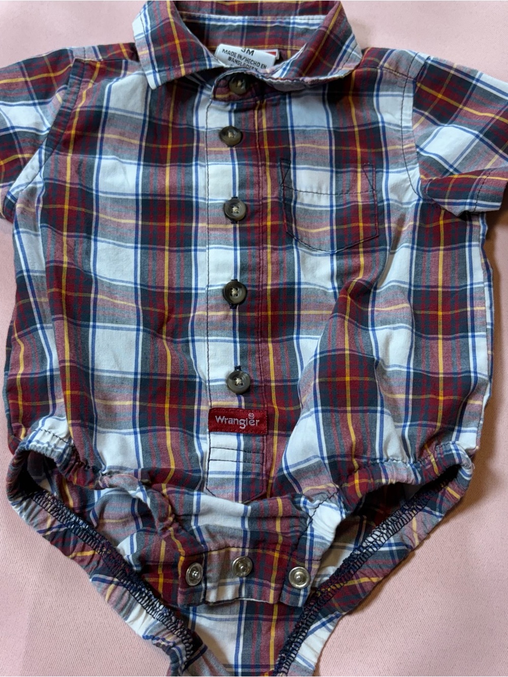 Wrangler Baby Plaid Button-Front onesie